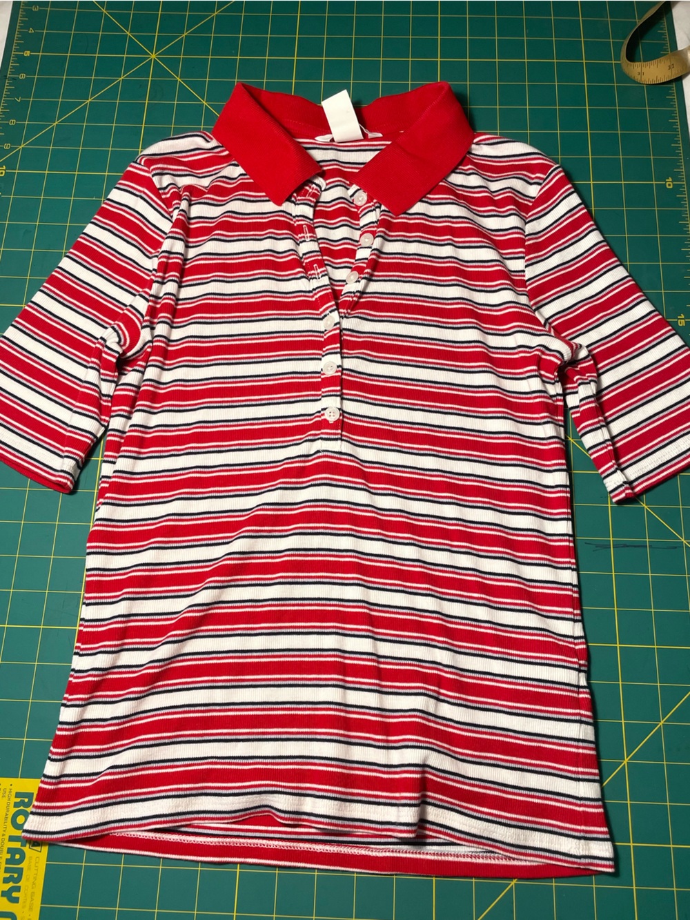 H&M Red, White and Black Striped Knit Top